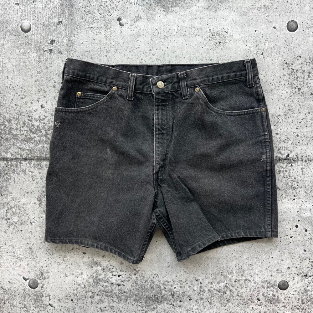 Vintage Lee Shorts Mens 34 Black Faded Distressed 5-Pocket Rugged Denim 90s